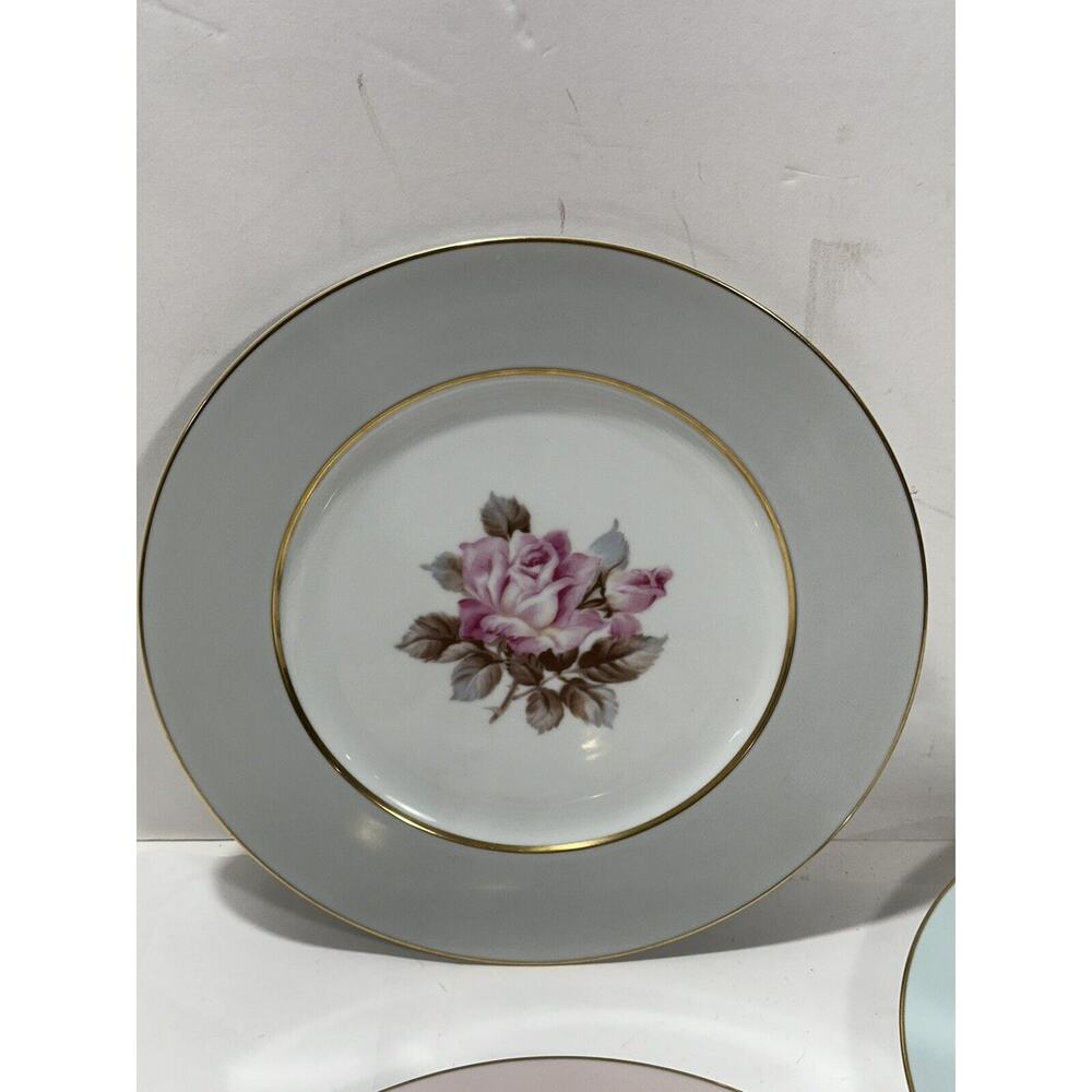 Set Of 3 Noritake Japan Dinner 11” Plate Flowers Pink Blue Gray Floral‎ Lot - Picture 4 of 8